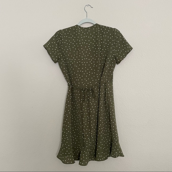 Forever 21 Olive Polka Dot Wrap Mini Dress - Picture 5 of 12